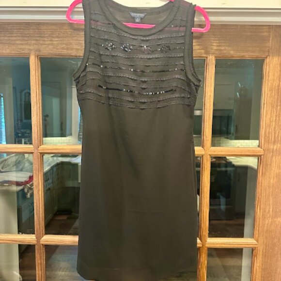 🔹Black‎ Banana Republic Dress - Lace, Sequins, & Fray Details - Picture 1 of 4